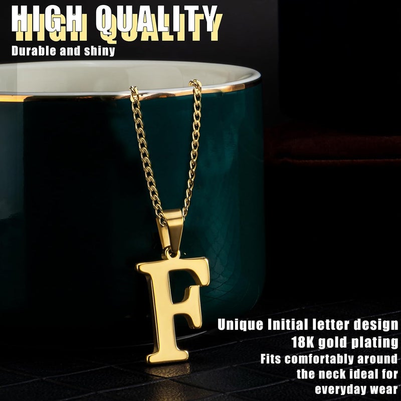 Suweibuke Initial Necklace for Men Women Boys Girls, 18K Gold Plated 26 Letters Pendant Necklace, Personalized Jewelry Gifts - Image 1